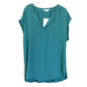 DR2 turqouise aqua sleeveless drop shoulder blouse